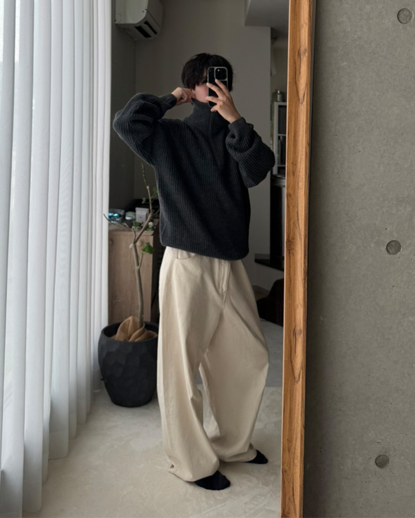 ユニセックス)ハーフジップアップニット | ファッション通販