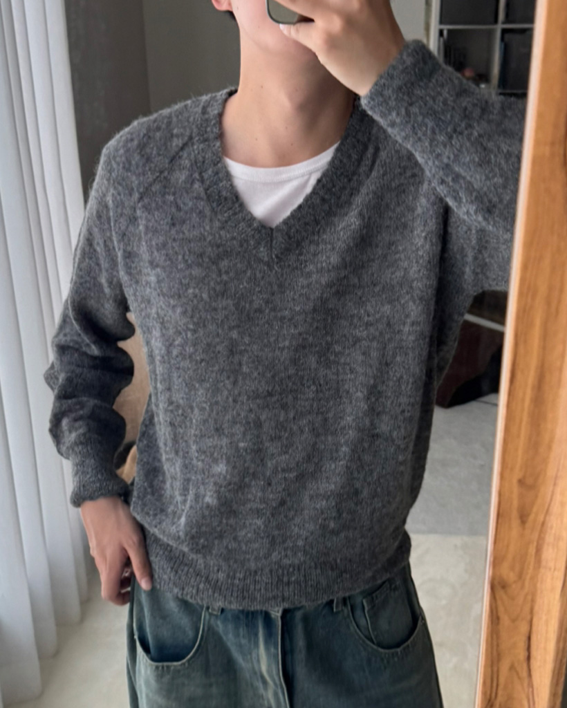 ルグランブルー、ユニセックスVネックロングカットソー ルグランブルー、ユニセックスVネックロングカットソー