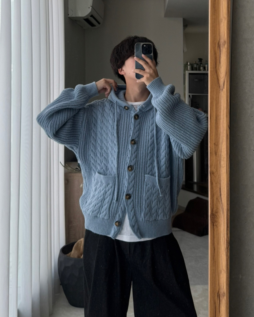 ユニセックス）ケーブルパーカーカーディガン | ファッション通販