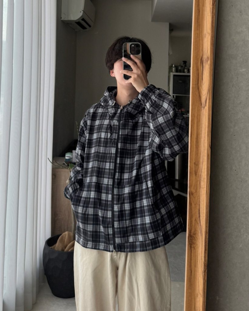 ユニセックス）チェックパターンマウンテンパーカー | ファッション