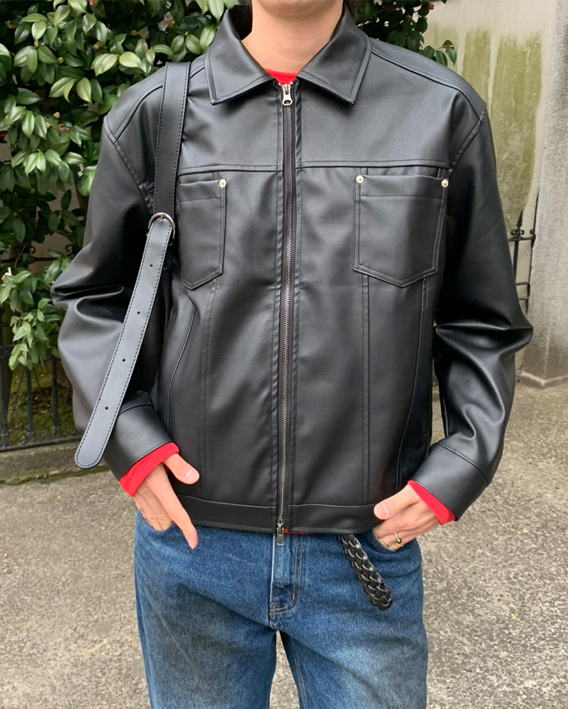 2wayリベットレザージャケット