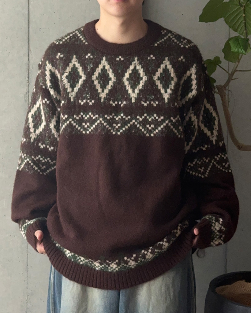 （ユニセックス）アーガイルパターンポイントニット