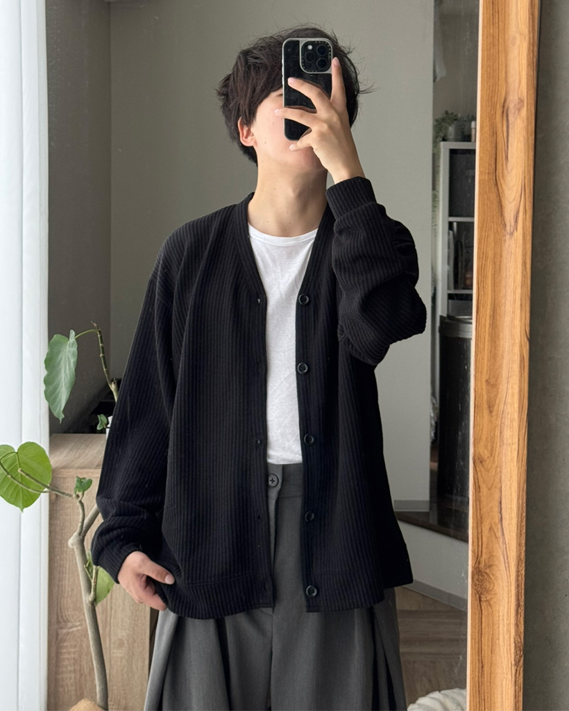 【resoll】ポケットウールボタンカーディガン charcoal resoll】ポケットウールボタンカーディガン charcoal resoll