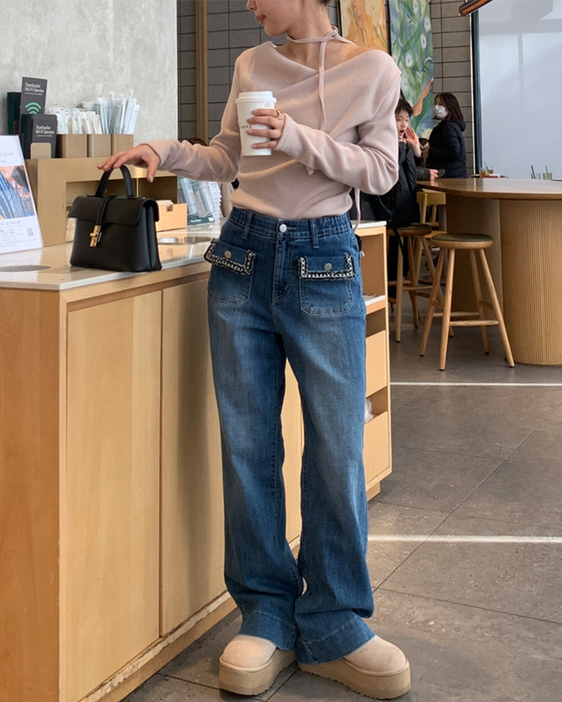 レースポケットデニムパンツ