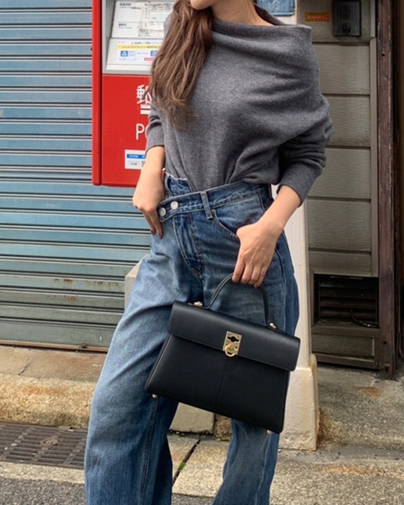シンプルオフショルダー長袖ニット | ファッション通販サイト NUGU