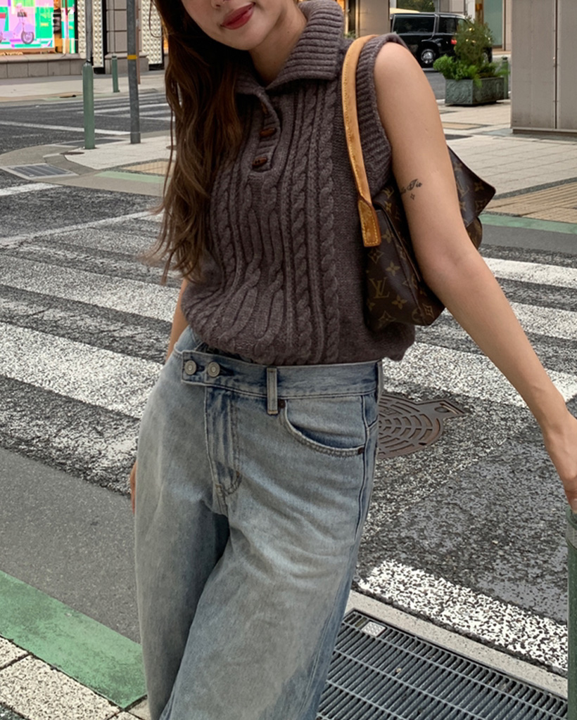 ケーブルカラーニットベスト | ファッション通販サイト NUGU