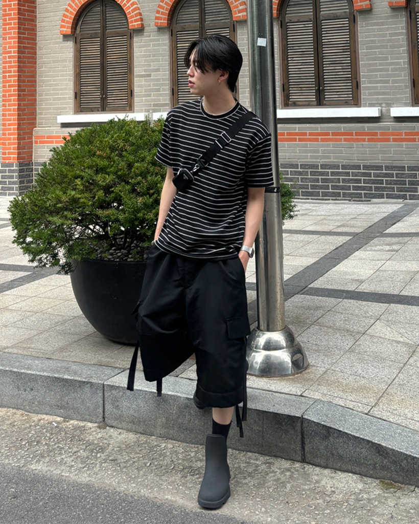 ストライプオーバーサイズ半袖Tシャツ | ファッション通販サイト