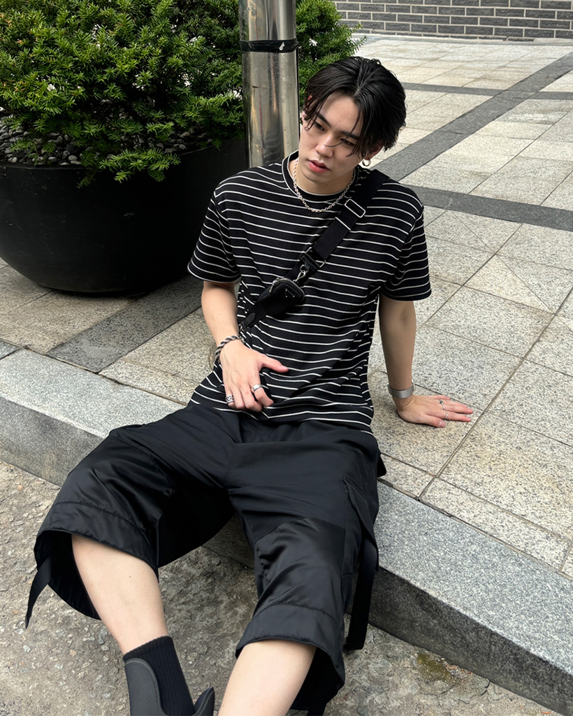 ストライプオーバーサイズ半袖Tシャツ | ファッション通販サイト