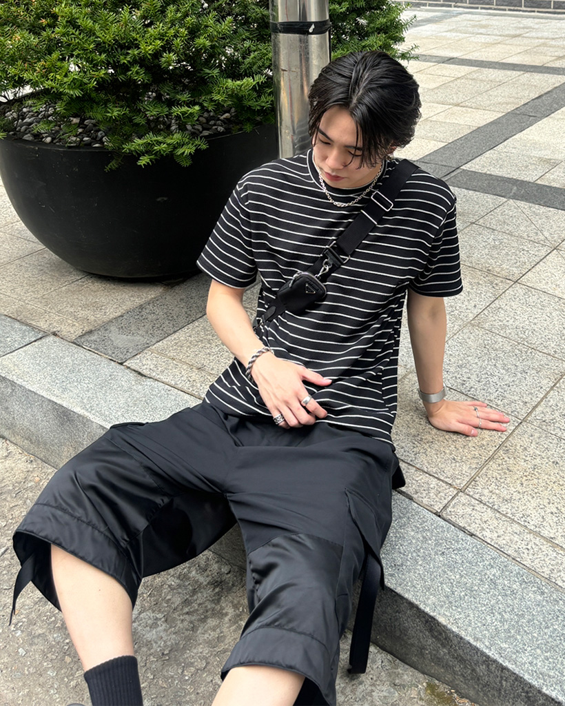メンズ ストライプシャツ ラビット オーバーサイズ Q00558 ch6378-f6z-fn.