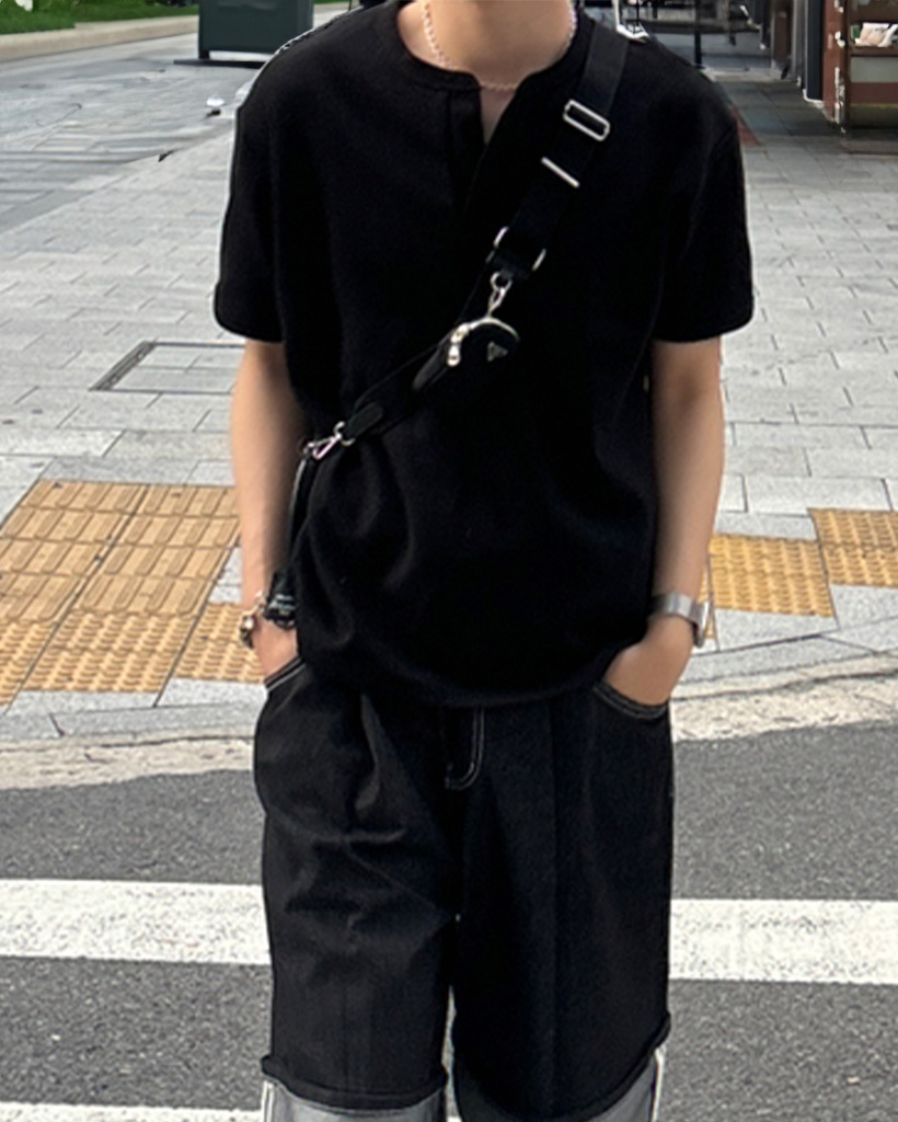ヘンリーネック半袖Tシャツ