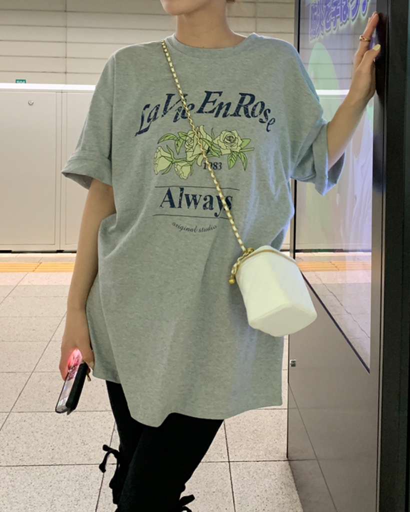 ピグメントフラワープリントルーズハーフTシャツ | ファッション