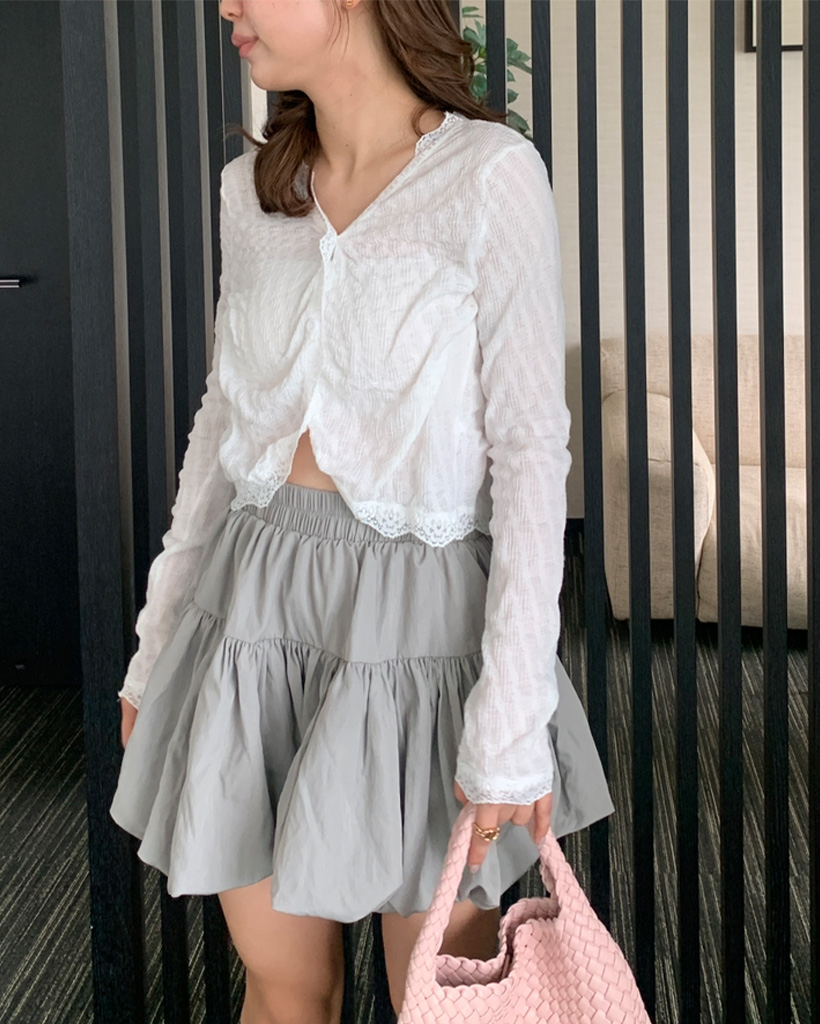 Vネックレースクロップカーディガン