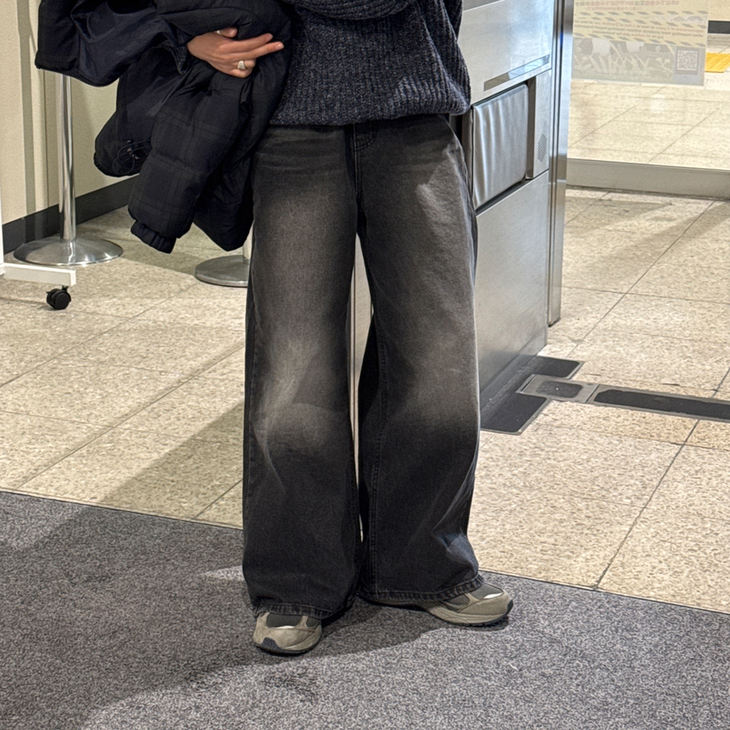 (ユニセックス) ヴィンテージウォッシュデニムパンツ