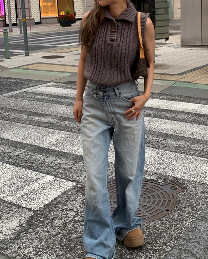 ケーブルカラーニットベスト | ファッション通販サイト NUGU