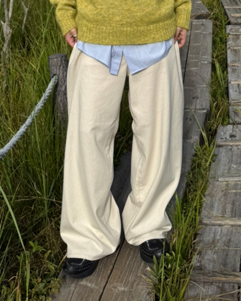 （ユニセックス）ワイドコットンパンツ