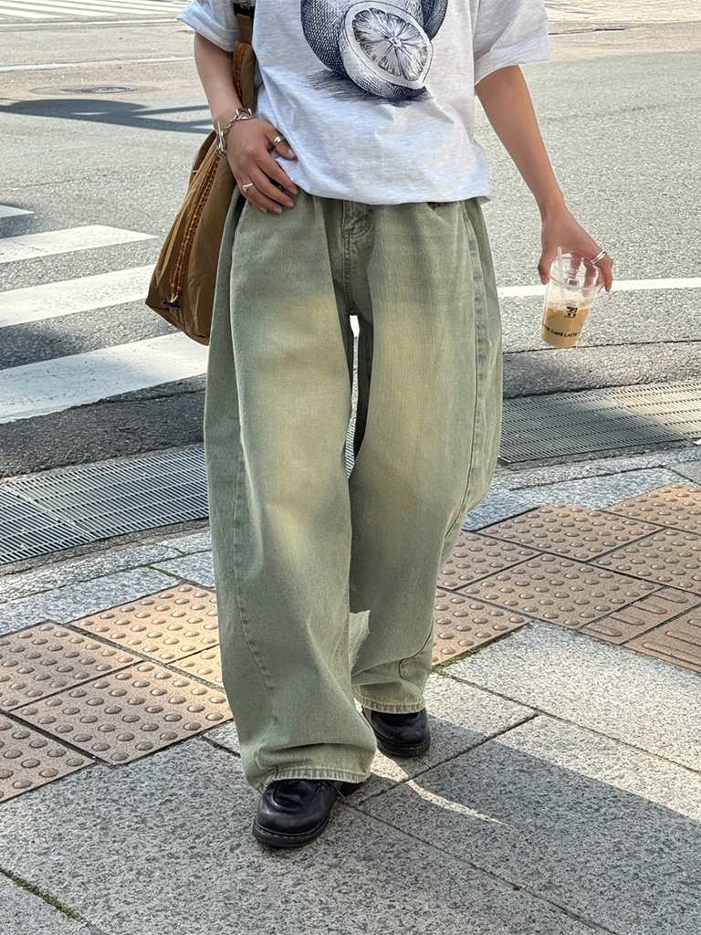 ユニセックス）サイドポイントウォッシングデニムパンツ