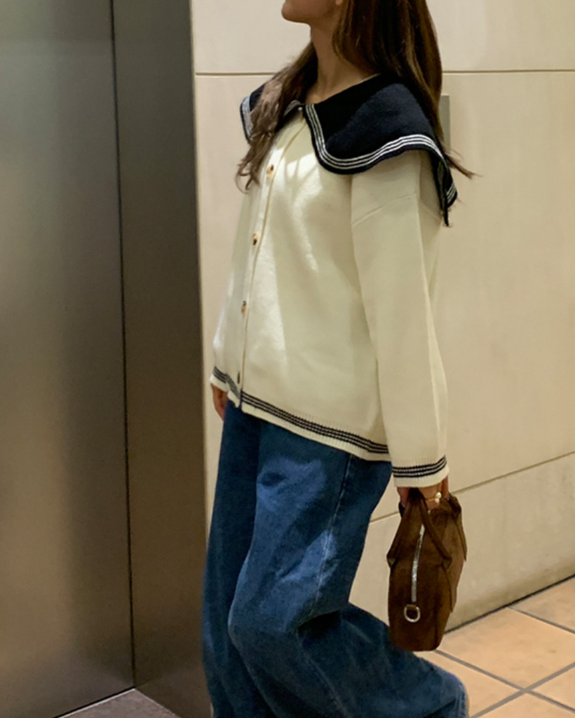 セーラーカラーニットカーディガン | ファッション通販サイト NUGU