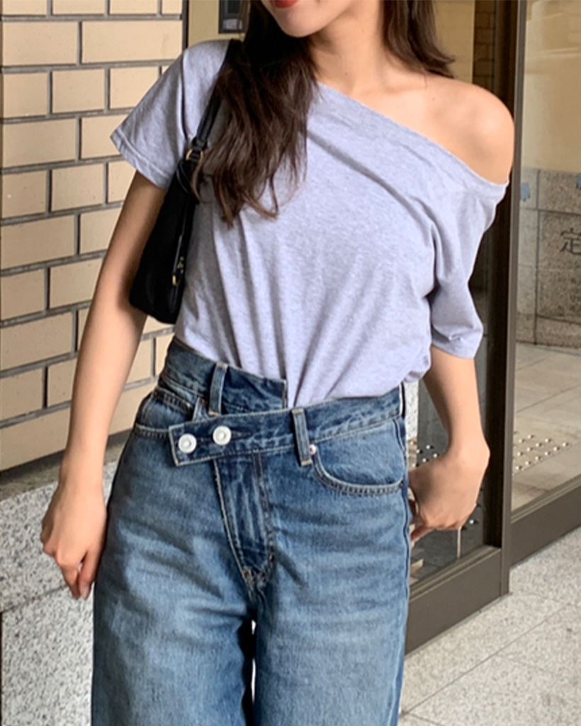 アンバランスオフショルダーTシャツ | ファッション通販サイト NUGU