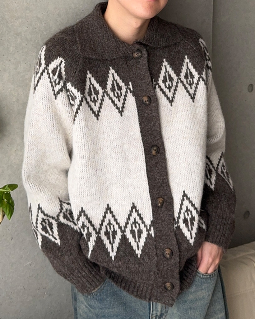 （ユニセックス）アーガイルカラーカーディガン