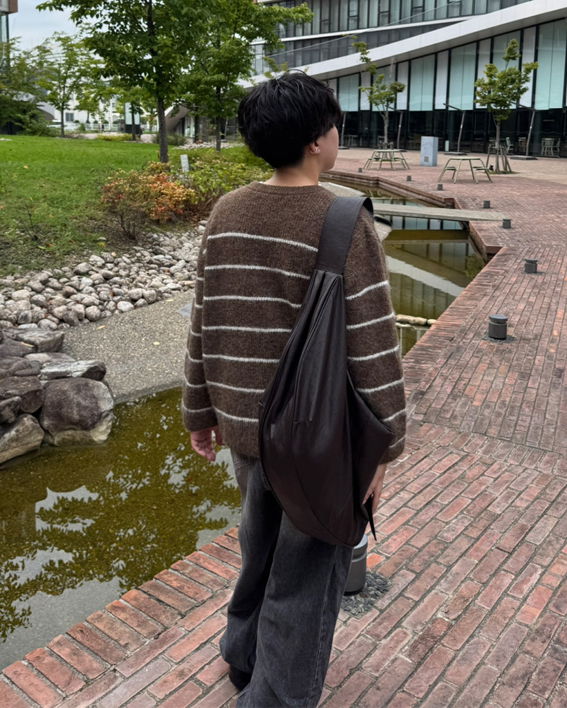 ぬん ユニセックス）ビックボーダーラウンドニット | ファッション