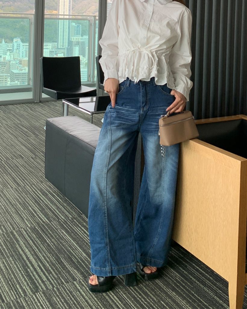 サイドヨークワイドデニムパンツ