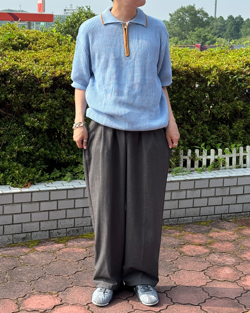 ヌルページ バイカラーハーフジップ半袖ニット | ファッション通販サイト NUGU