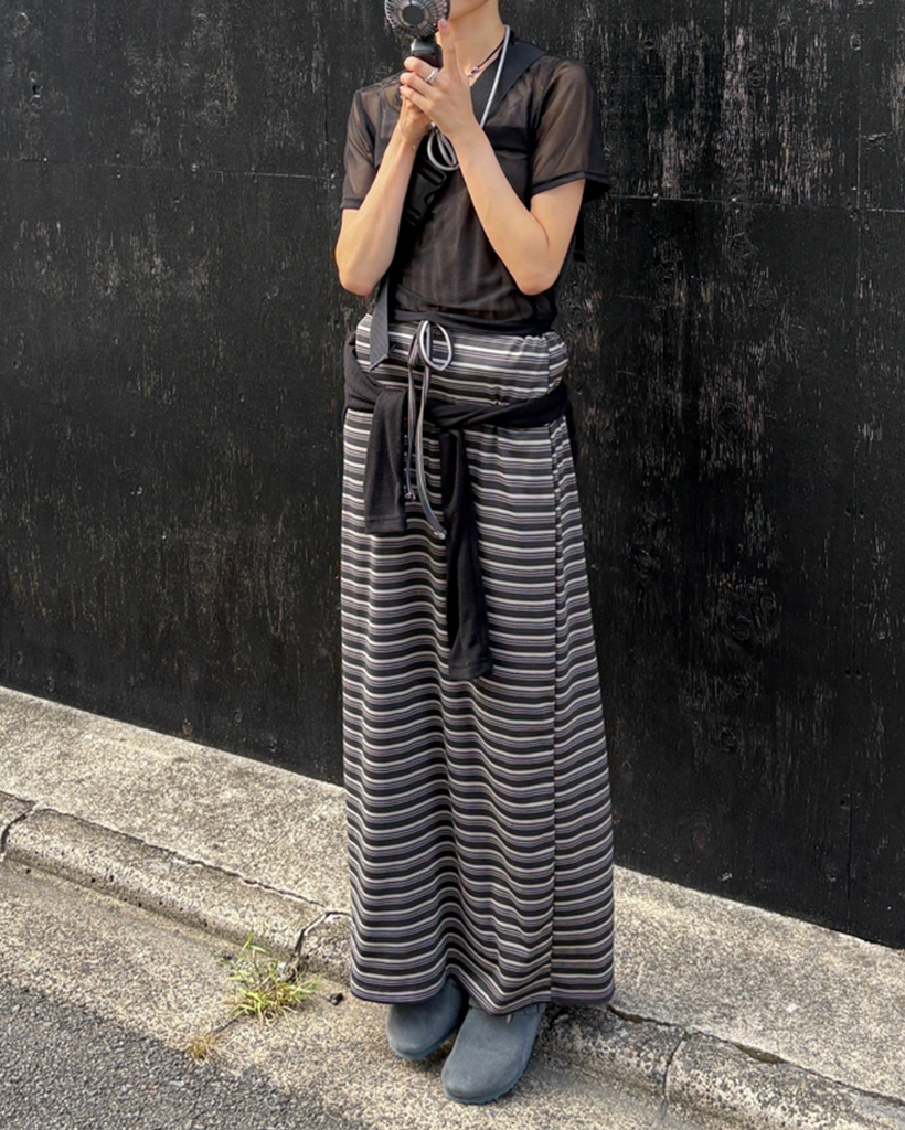 スカート 黒ストライプ ADORE｜オーガンザストライプスカート