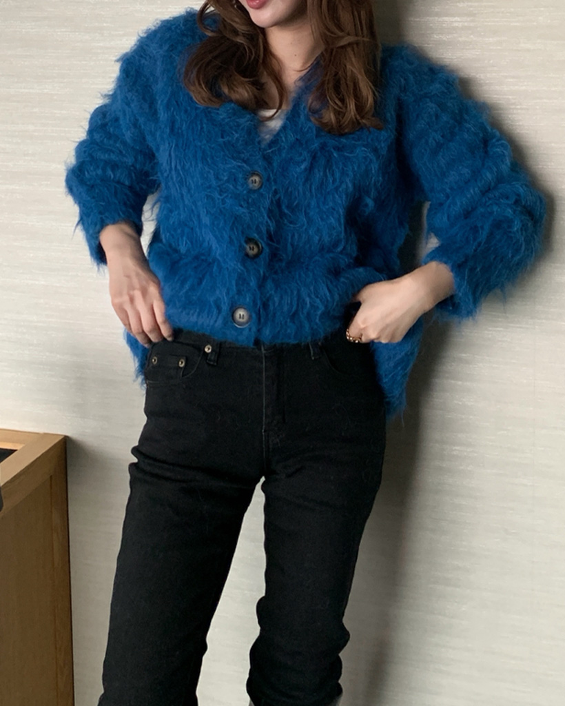 ウールVネックシンプルカーディガン