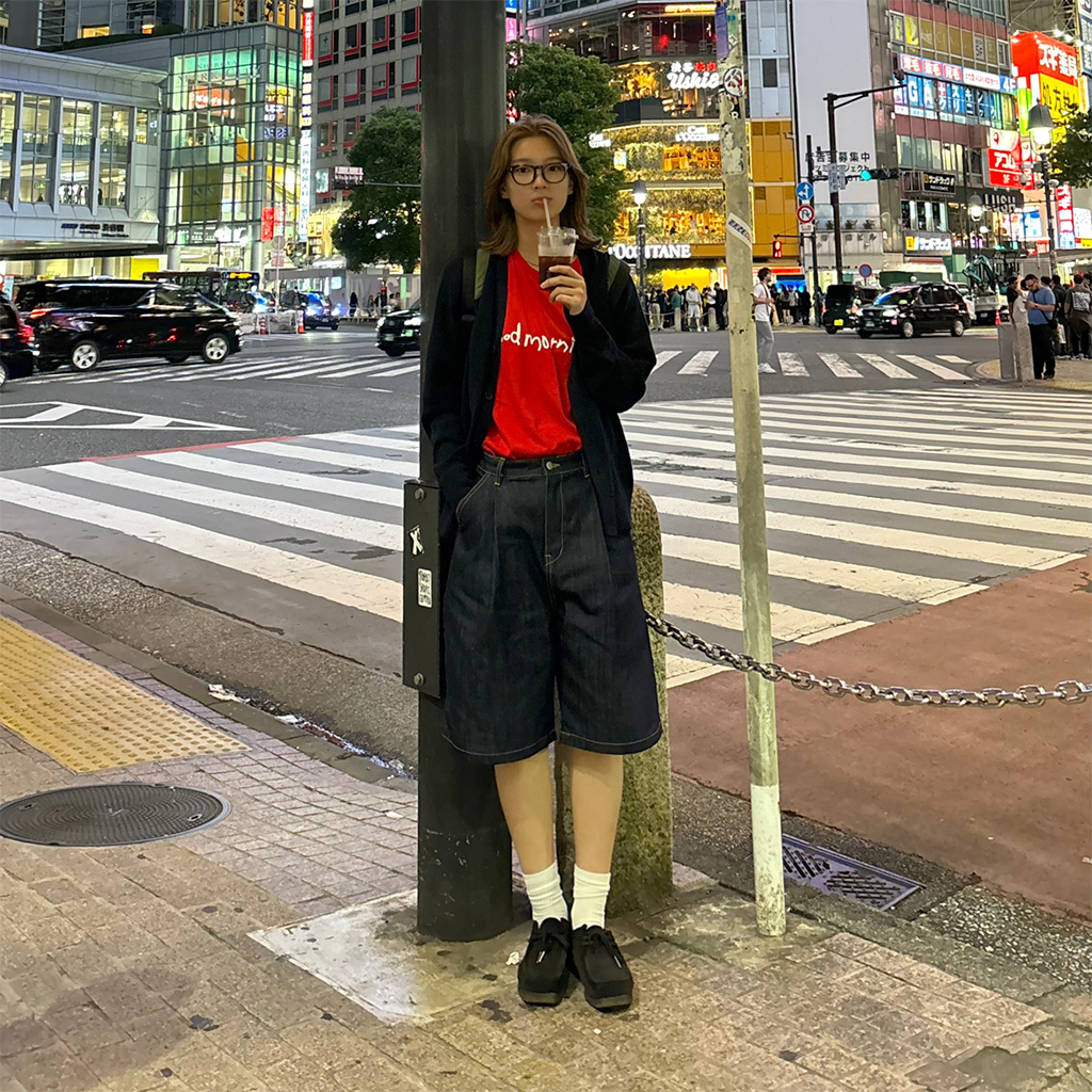 ユニセックス)タックデニムハーフパンツ | ファッション通販