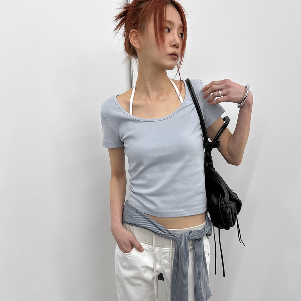 ワイドUネック半袖Tシャツ