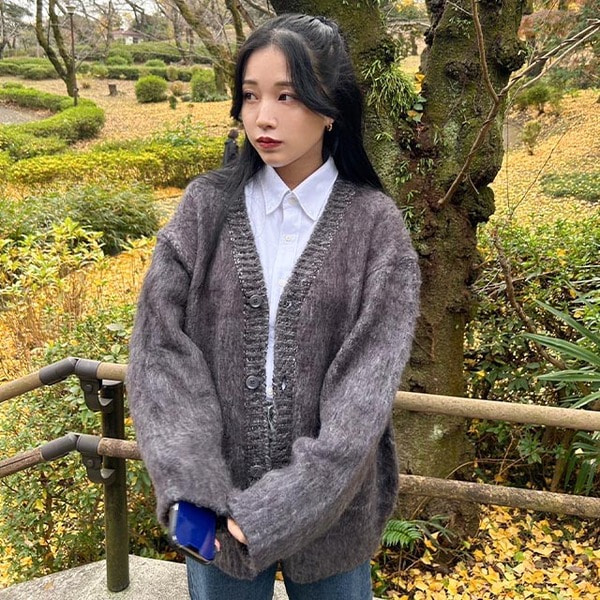 unisex ) モヘアタッチカーディガン | ファッション通販サイト NUGU