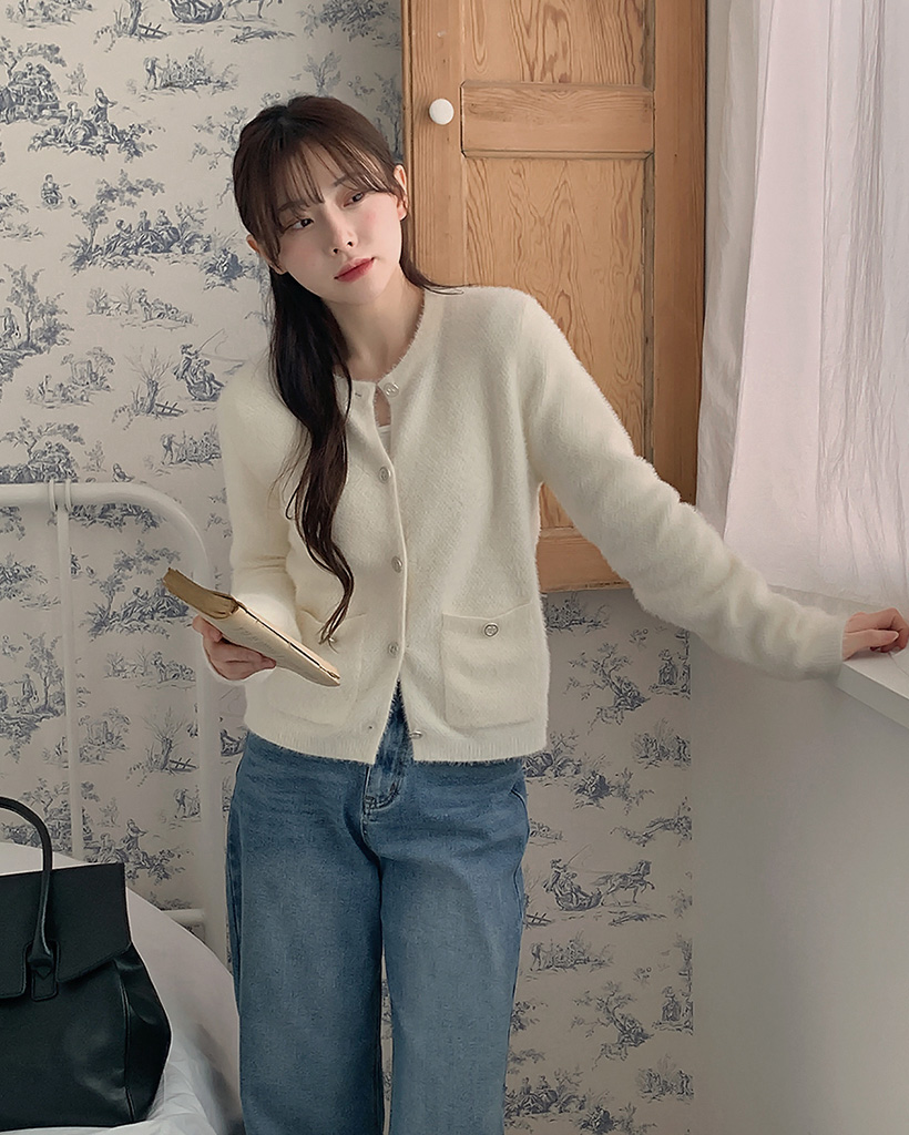 へアリーニットカーディガン