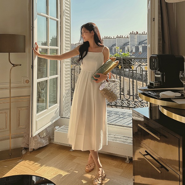 L'UNE/リュンヌ　Maxi Pleated ワンピース　マキシ丈　プリーツ Pleated Top Dress with Bow | L'UNE