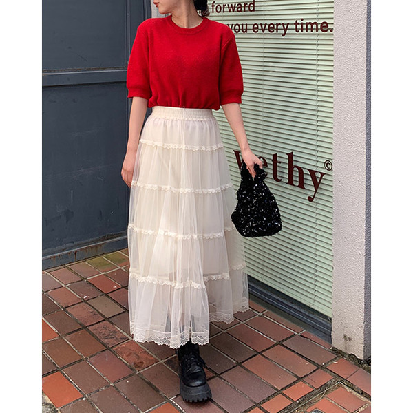 カラーラウンド半袖ニット | ファッション通販サイト NUGU