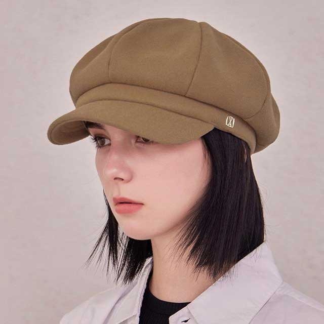 [Kアイドル着用] VA Square Stud Wool Newsboy Cap Beige