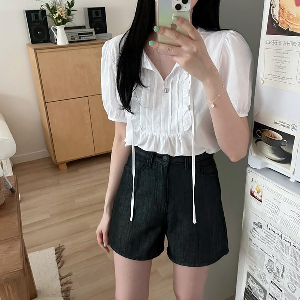 色移りなし] デニム3分丈ショートパンツ | ファッション通販