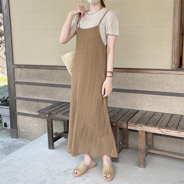 toga メッシュジャージー キャミワンピース She's Closet（シーズクローゼット）の「メッシュ編み透かし柄