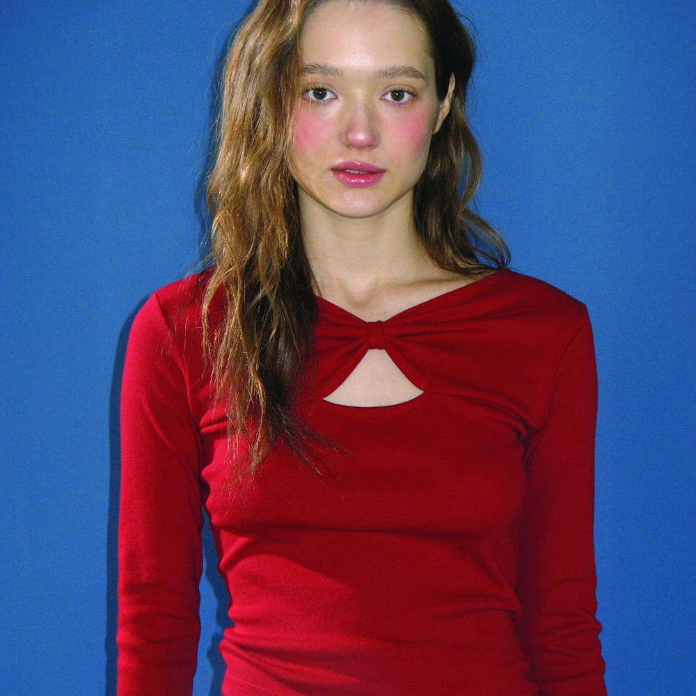Tシャツ・カットソー RONRON KNOT RIBBON SLIT LONG SLEEVE 4BFK1012 KNOT RIBBON SLIT LONG SLEEVE GREY | ファッション通販サイト NUGU