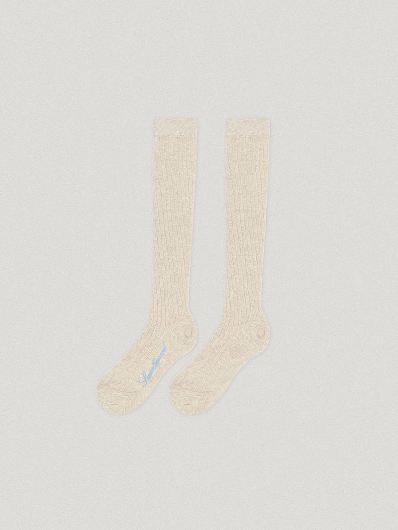 Etta Sheer Knee Socks Oat Beige