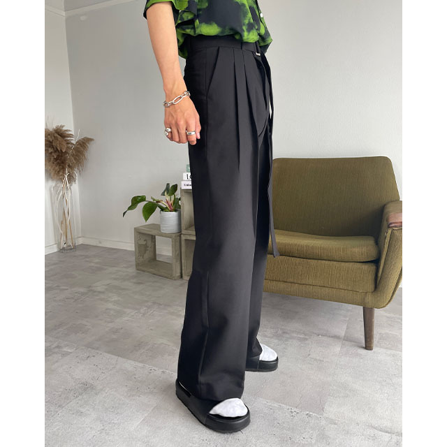 romogrey belt two pintuck slacks | ファッション通販サイト NUGU