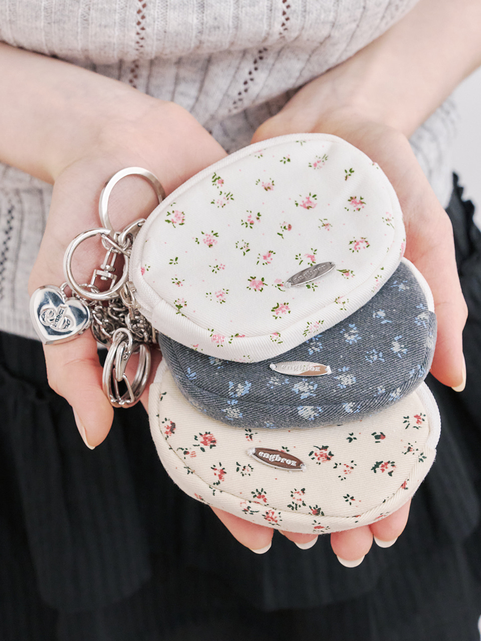 bubbly floral wallet key ring_3colors