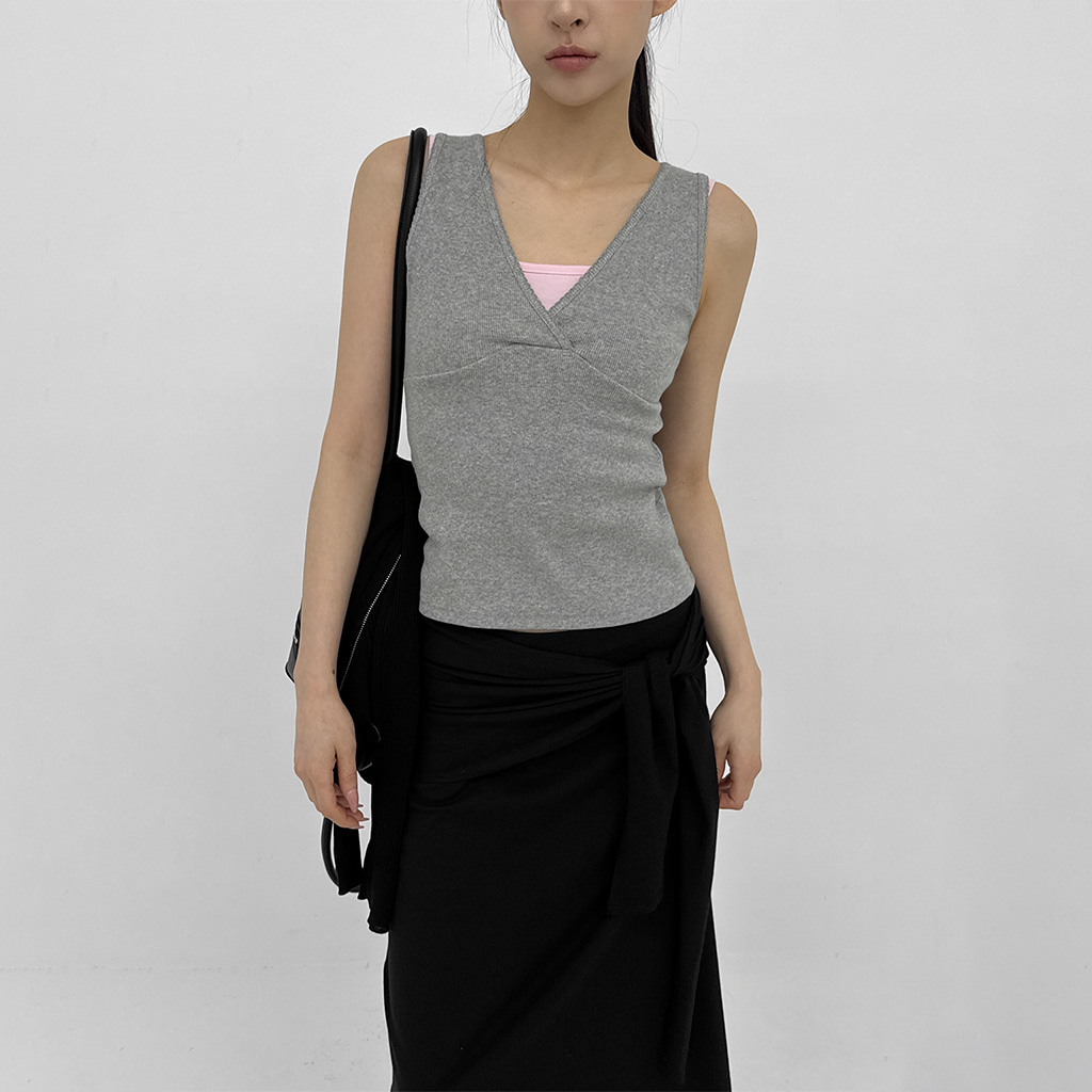 フォレテ Vネック ラップ ノースリーブ トップ | ファッション通販