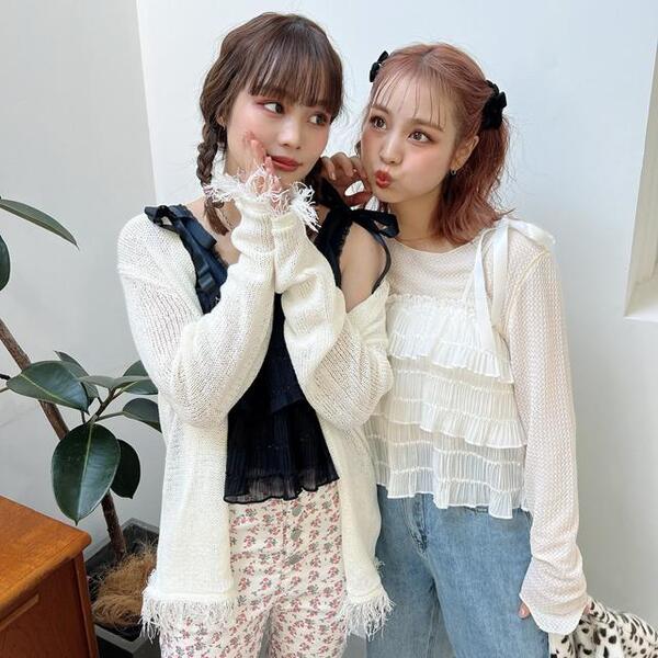 NUGU uloi ティアードフリルキャミトップ ベージュ ティアードフリルキャミトップ | ファッション通販サイト NUGU