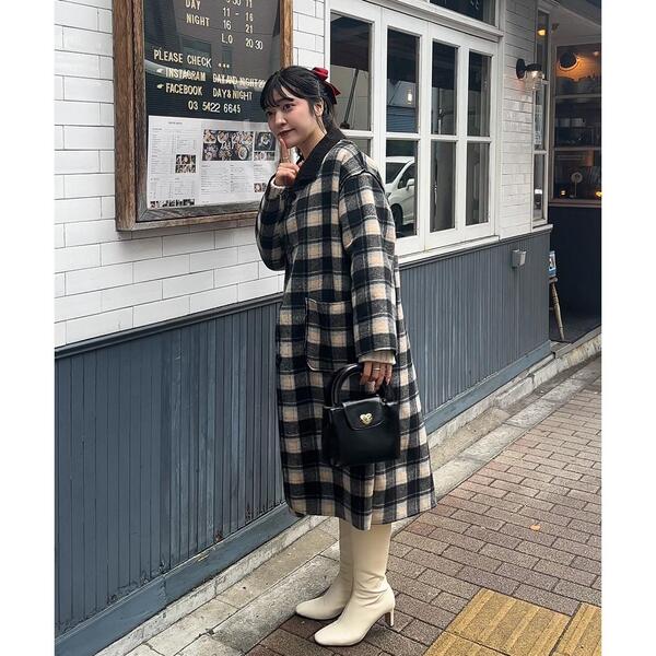 チェックロングコート | ファッション通販サイト NUGU
