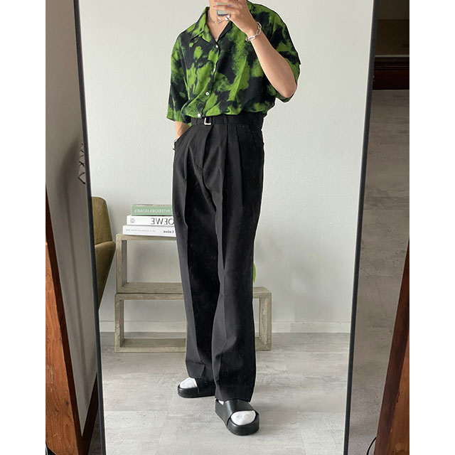 romogrey belt two pintuck slacks | ファッション通販サイト NUGU