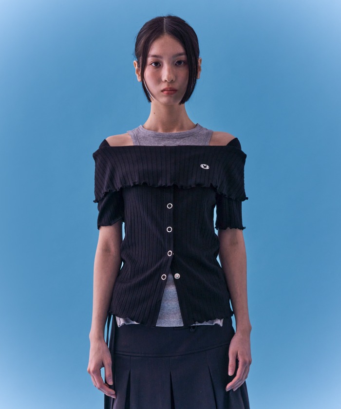 ワンピース NF Puff Sweat Cancan Mini SkirtMELANGEF24QD874 NF] PUFF SWEAT CANCAN MINI SKIRT_(BLACK)_F24QD874