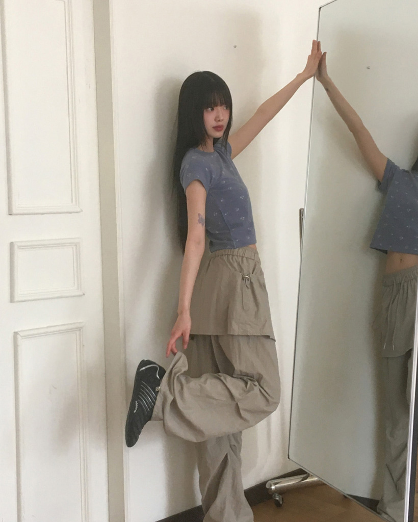 DONK ナイロンスカート コットンナイロンオックスワッシャーカーゴスカート（タイト