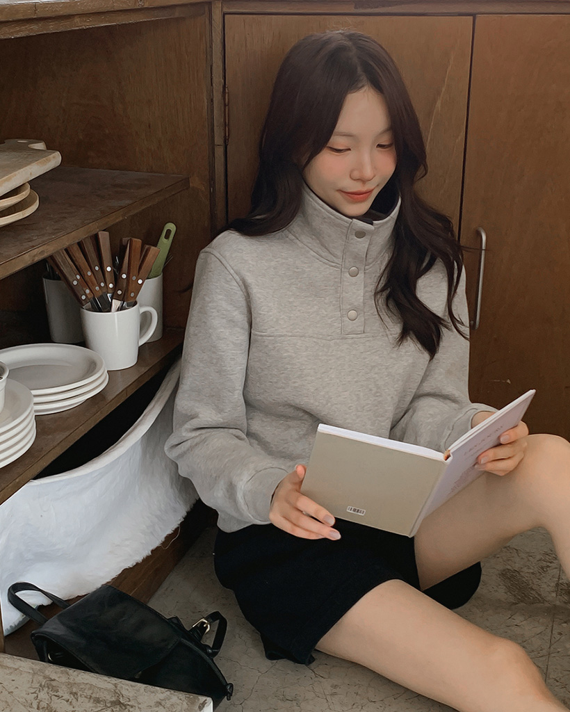 裏起毛配色カラーハイネックトレーナー