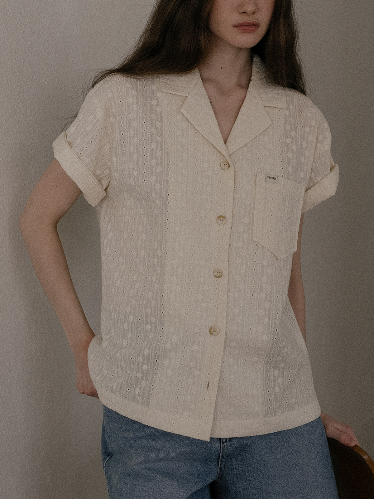 Eyelet lace shirt FRSP02SH02_Cream