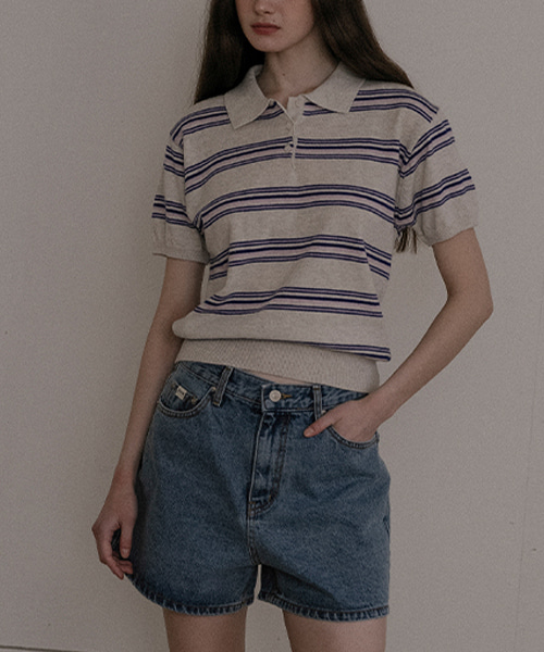 Multi stripe collar knit FRSP02TN01_Cream